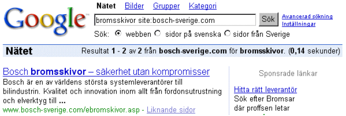 Internsökning hos Google