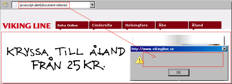 Efter klick saknas hänvisarinformation