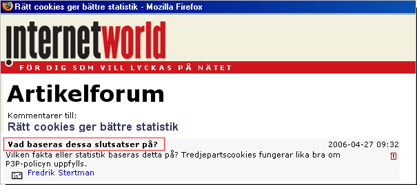 Kommentar i Internetworld