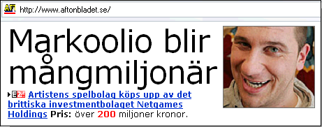 Notis på startsidan