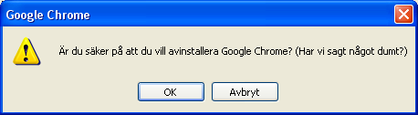 Chrome avinstallationsmeddelande